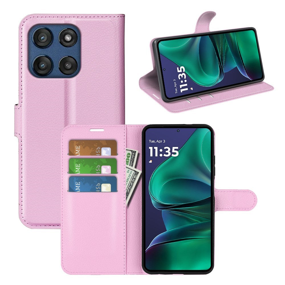 Motorola Moto G Stylus 5G (2025) EIDERWOOD Kunstskinn Flip Deksel med Kortholder & Ståfunksjon - Rosa