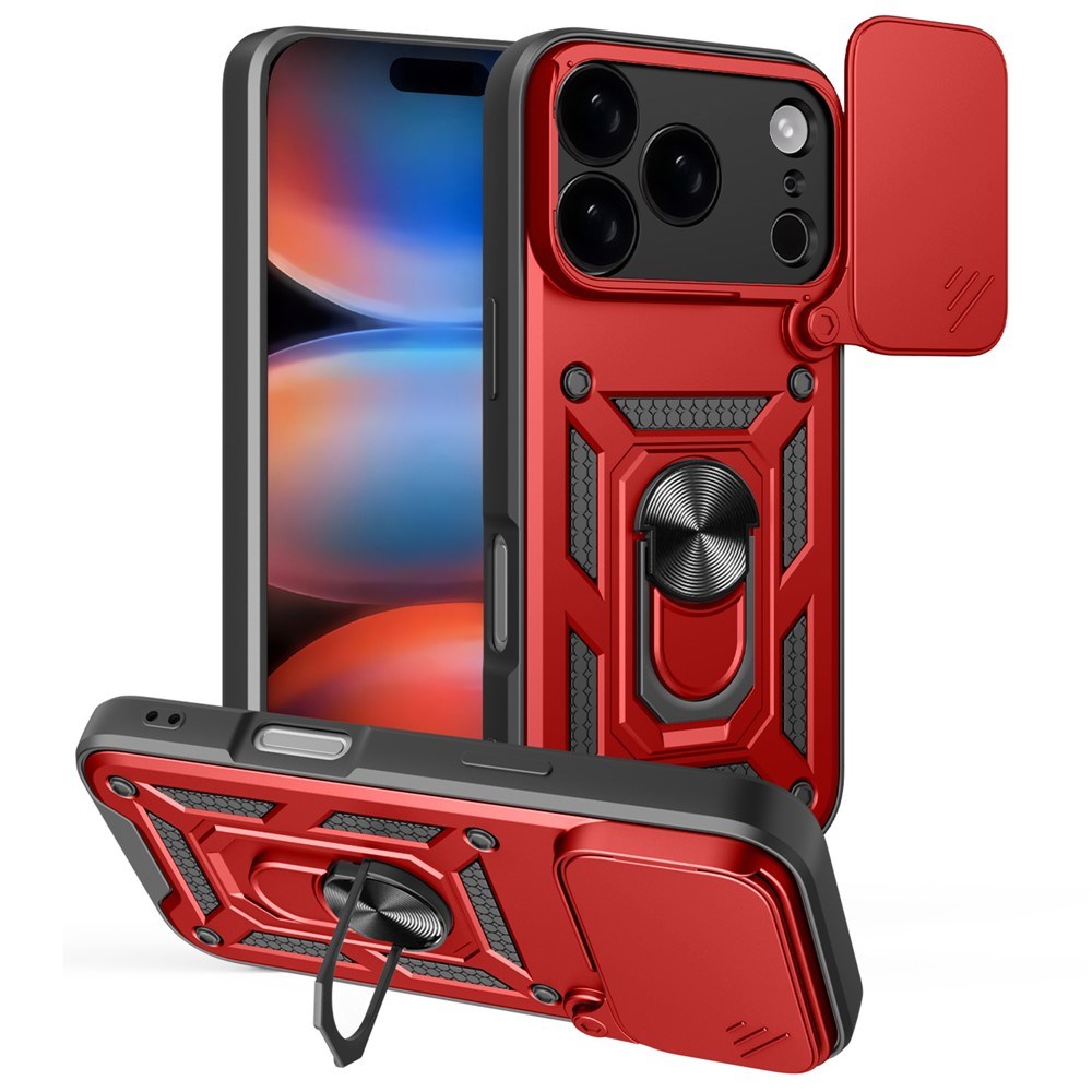 EIDERWOOD iPhone 17 Pro Max Hybrid Håndverker Deksel m. Kickstand & Cam Slider - Rød