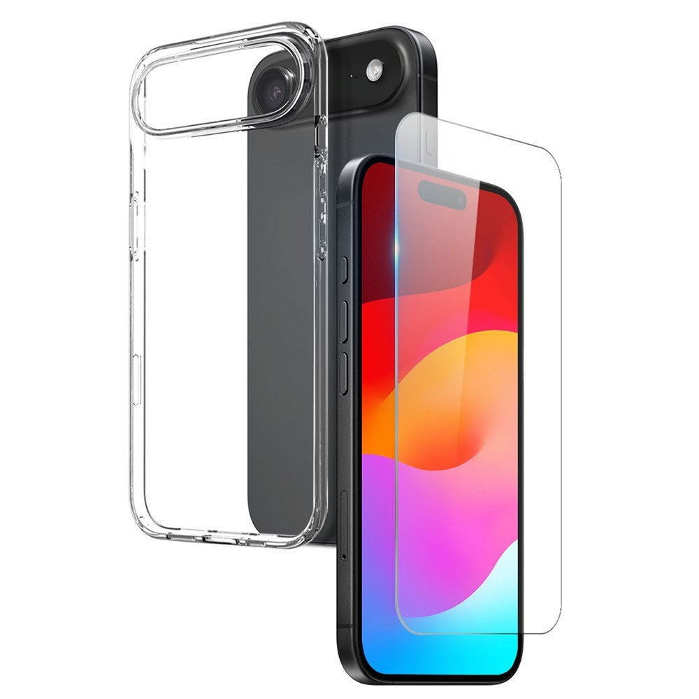 NORTHJO iPhone Air 2-i-1 Beskyttelsessett m. Fleksibelt Plast Deksel & Herdet Skjermbeskyttelsesglass - Gjennomsiktig