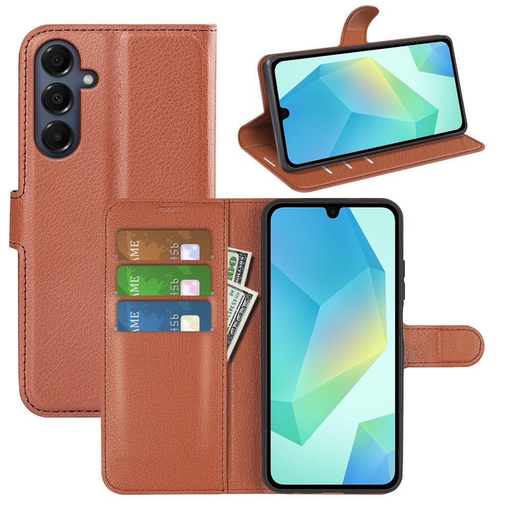 EIDERWOOD Samsung Galaxy A17 (5G) Litchi Kunstskinn Flip Deksel med Lommebok - Brun