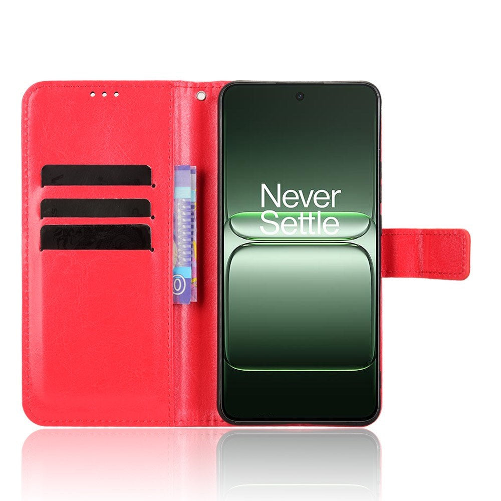 EIDERWOOD OnePlus Nord CE5 Kunstskinn Flip Deksel m. Strop - Rød