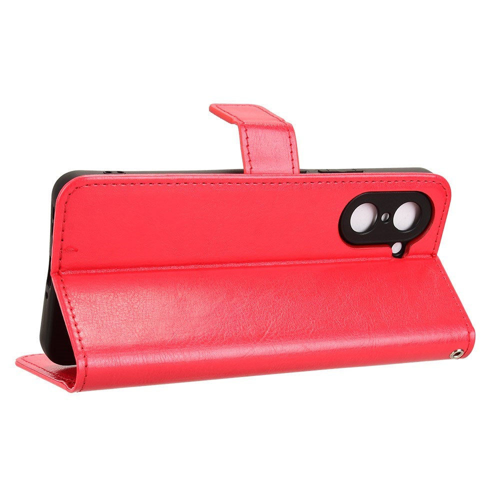 EIDERWOOD OnePlus Nord CE5 Kunstskinn Flip Deksel m. Strop - Rød