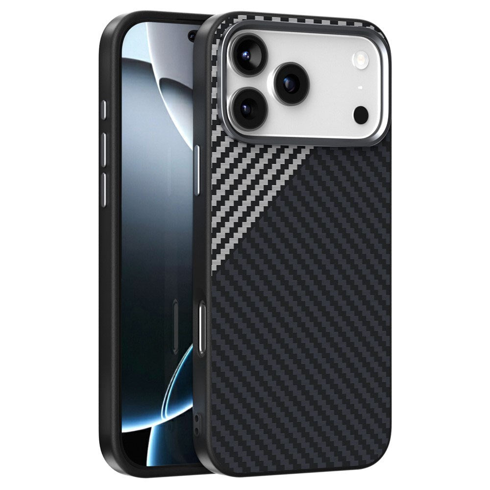 iPhone 18 Pro / 17 Pro ABEEL Hybrid Deksel med Karbonfibertekstur - MagSafe Kompatibel - Svart / Sølv
