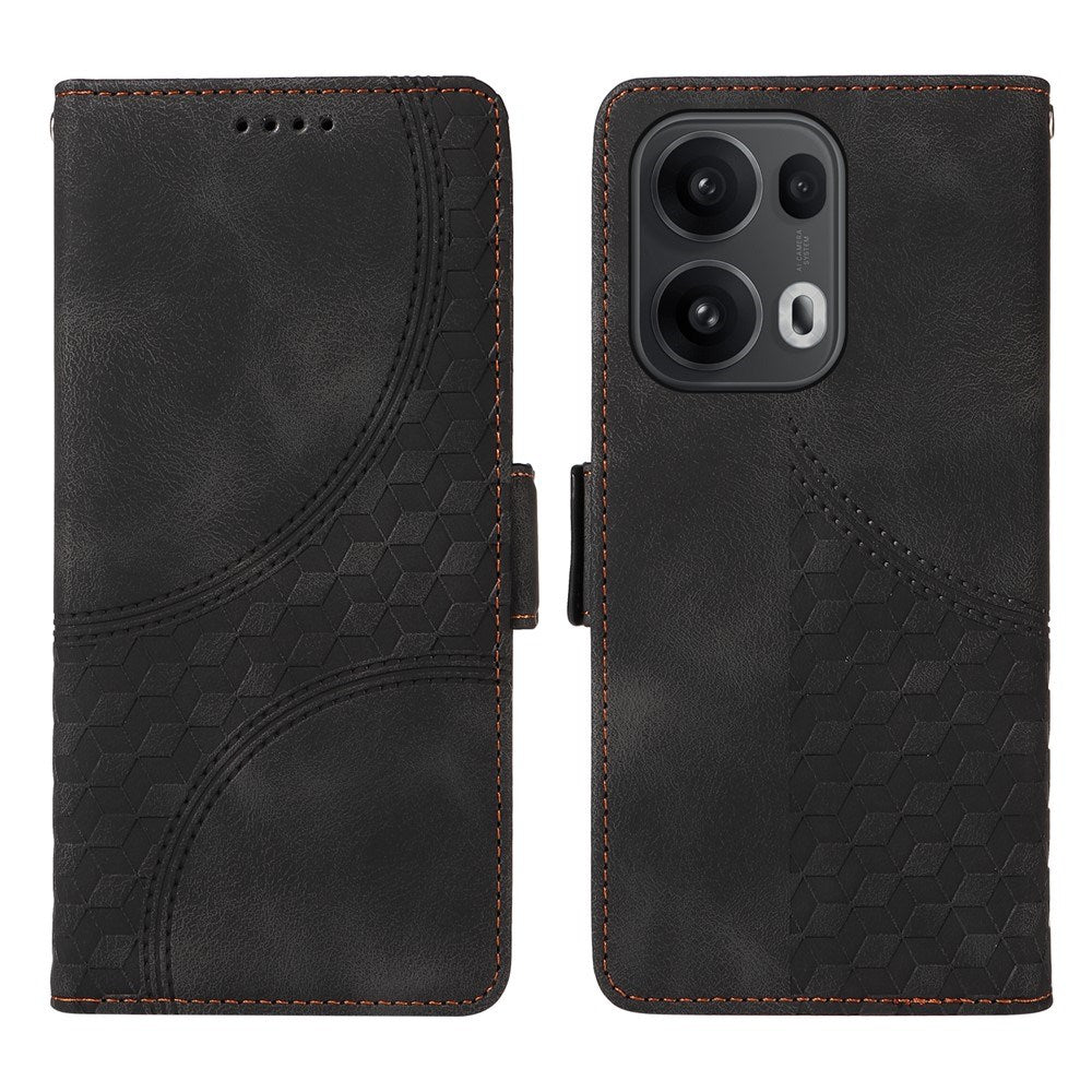 Oppo Reno14 Pro (5G) / Reno13 Pro (5G) Kunstskinn Flip Deksel med Trykk - Svart