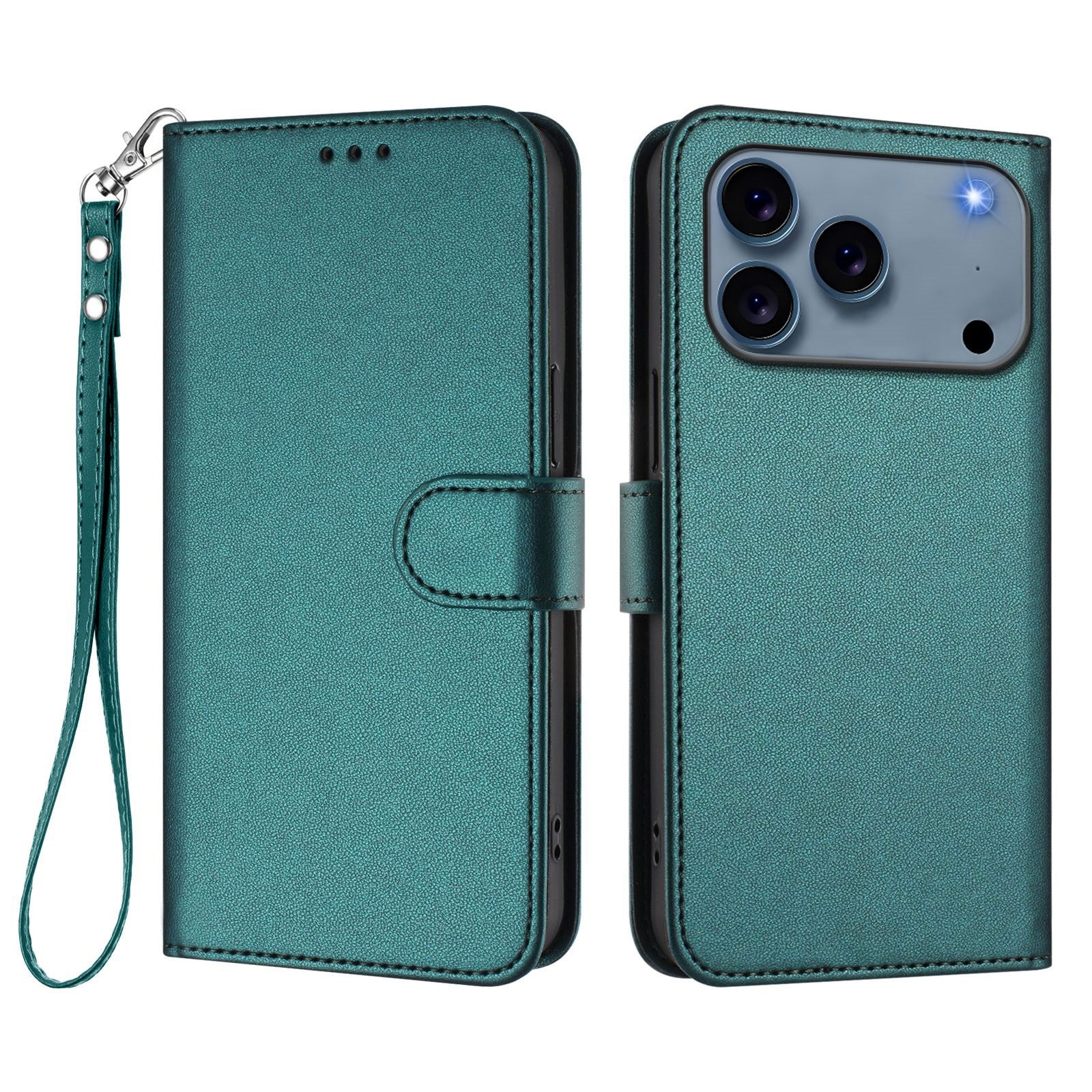 iPhone 18 Pro Max / 17 Pro Max EIDERWOOD Kunstskinn Flip Deksel m. Stropp - Grønn