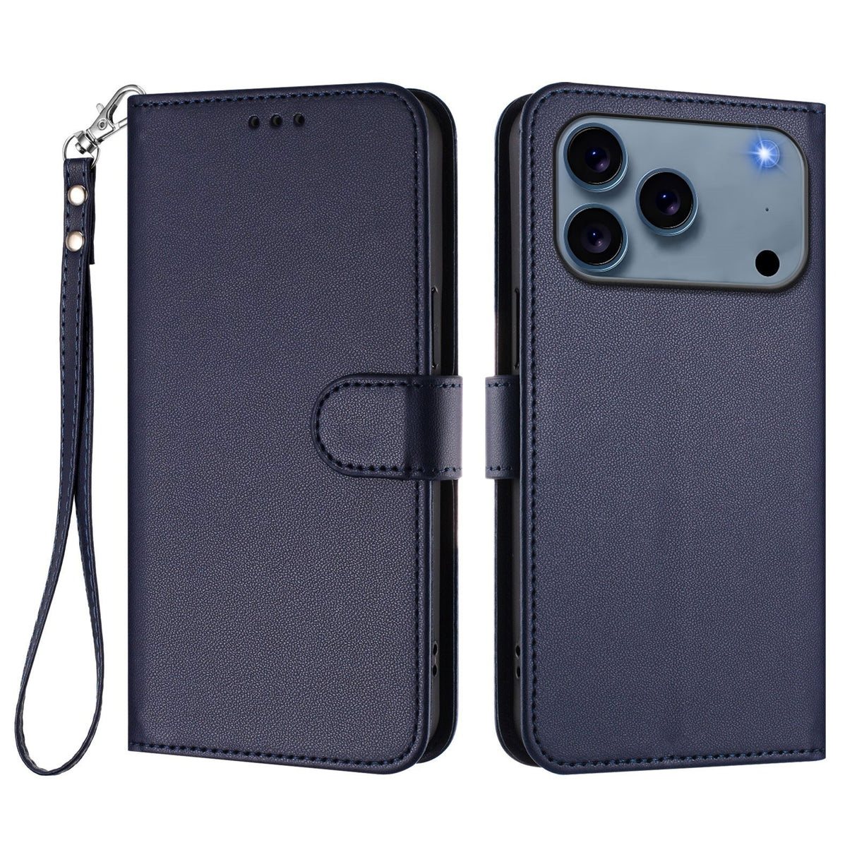 iPhone 18 Pro Max / 17 Pro Max EIDERWOOD Kunstskinn Flip Deksel m. Stropp - Blå