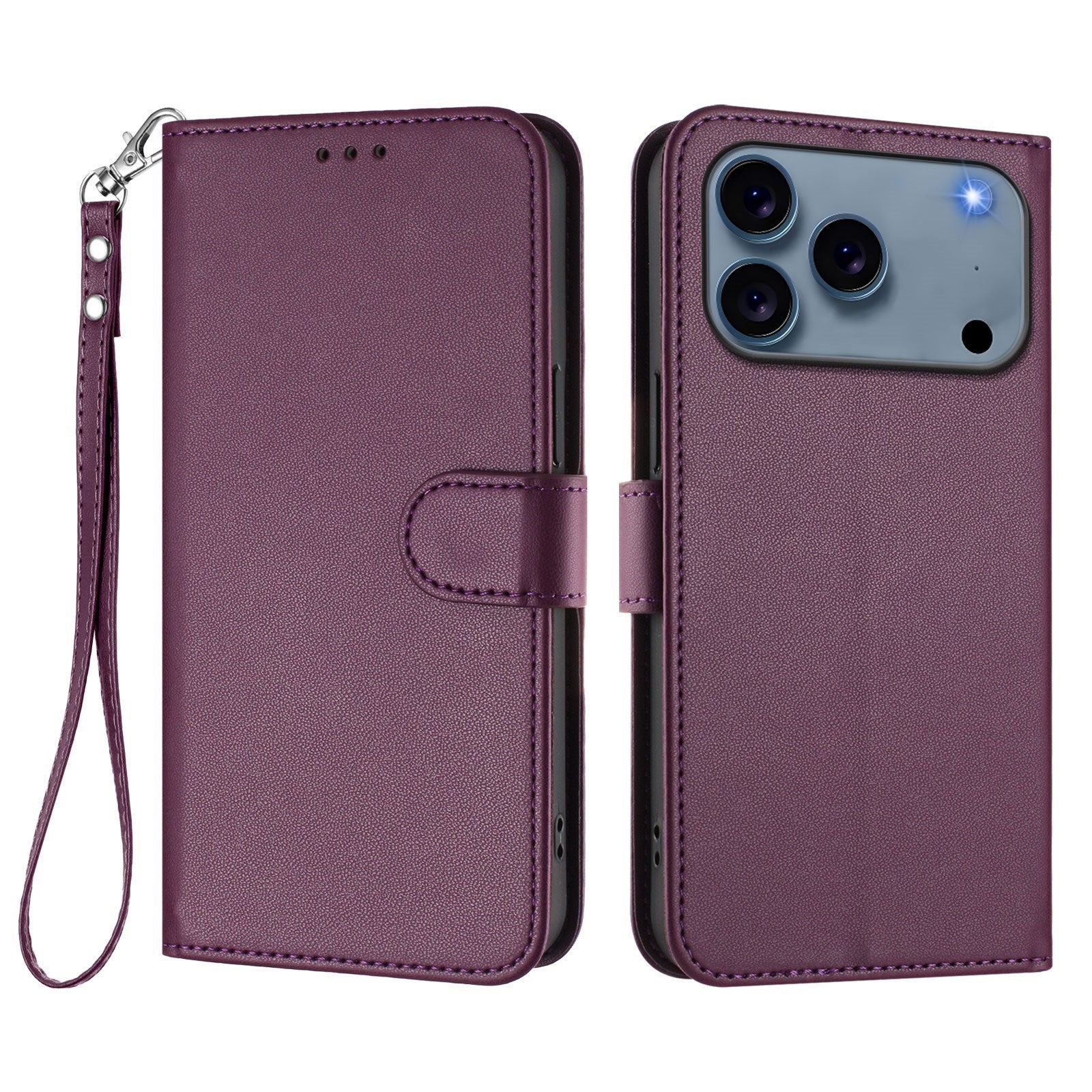 iPhone 18 Pro Max / 17 Pro Max EIDERWOOD Kunstskinn Flip Deksel m. Stropp - Lilla
