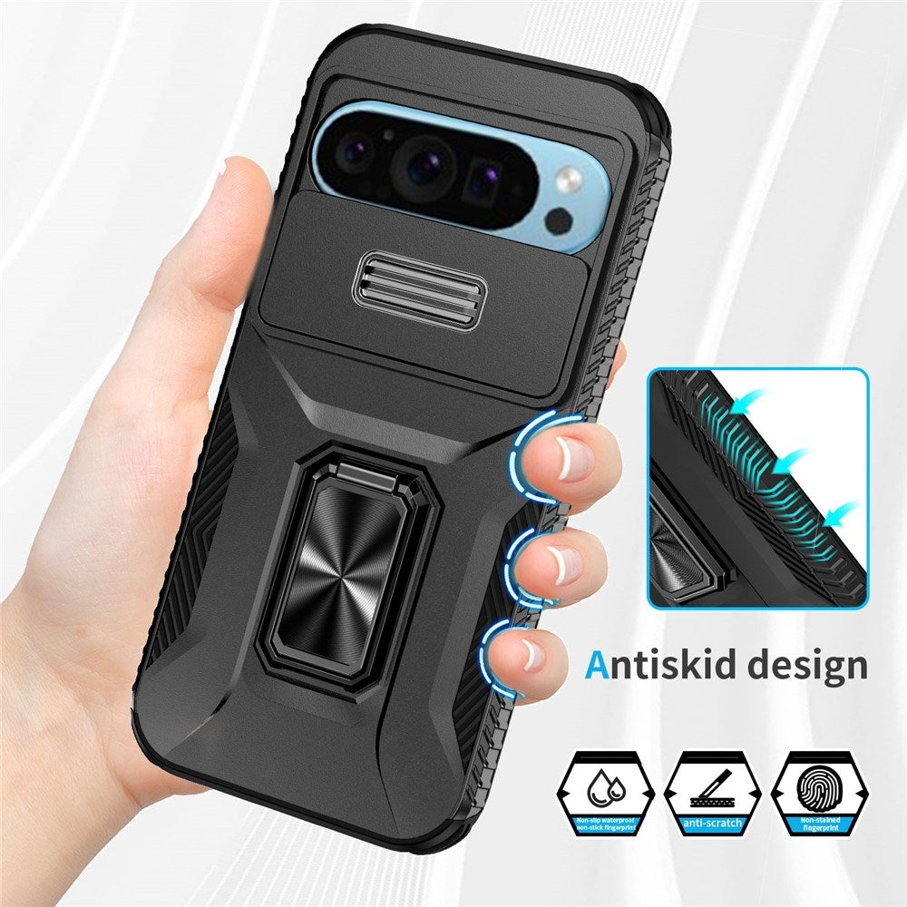 Google Pixel 11 Pro / 11 / 10 Pro / 10 / 9 Pro / 9 EIDERWOOD Håndverkerdeksel med 360 Graders Roterbar Støtte - Svart