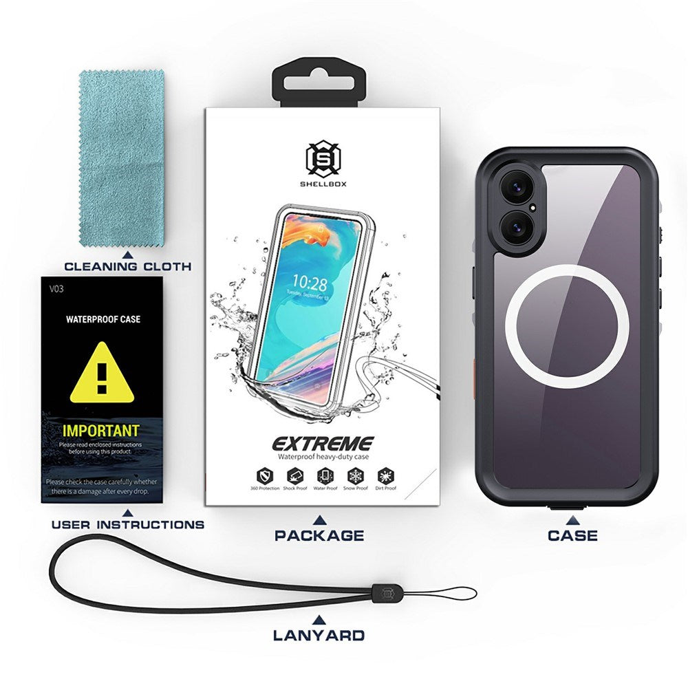 EIDERWOOD iPhone 17 Vanntett Håndverker Deksel m. Skjermbeskytter & Stropp - MagSafe Kompatibel - Svart