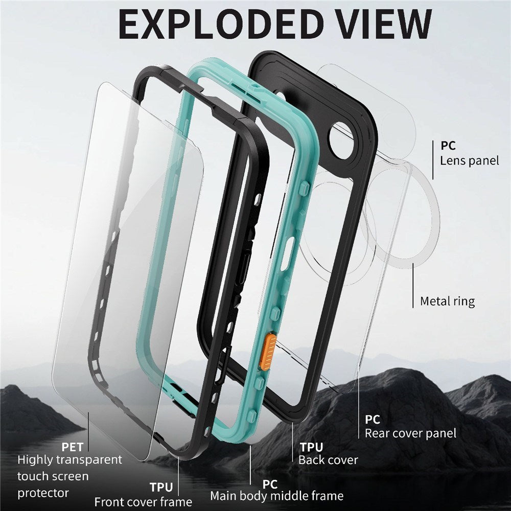 EIDERWOOD iPhone Air Vanntett Håndverker Deksel m. Skjermbeskytter & Stropp - MagSafe Kompatibel - Svart