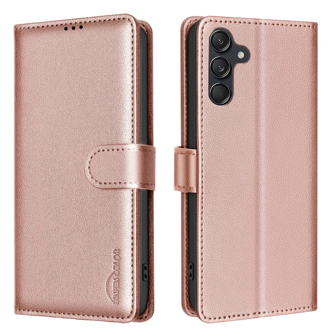 EIDERWOOD Samsung Galaxy S25 FE Kunstskinn Flip Deksel med Stativ & Lommebok - Rose Gold