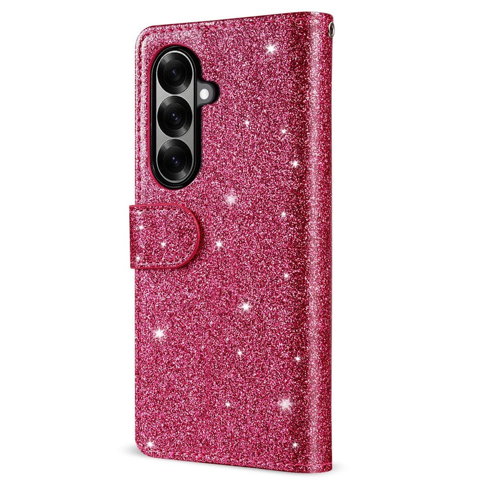 EIDERWOOD Samsung Galaxy Z Fold7 Glitter Flip Deksel m. Lommebok & Stropp - Rosa