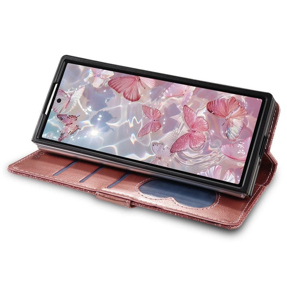EIDERWOOD Samsung Galaxy Z Fold7 Glitter Flip Deksel m. Lommebok & Stropp - Rosegull