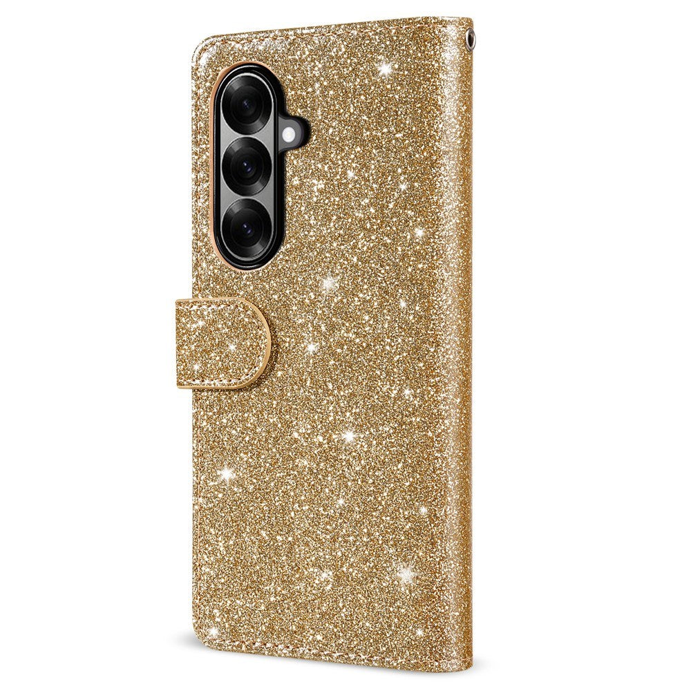 EIDERWOOD Samsung Galaxy Z Fold7 Glitter Flip Deksel m. Lommebok & Stropp - Gull