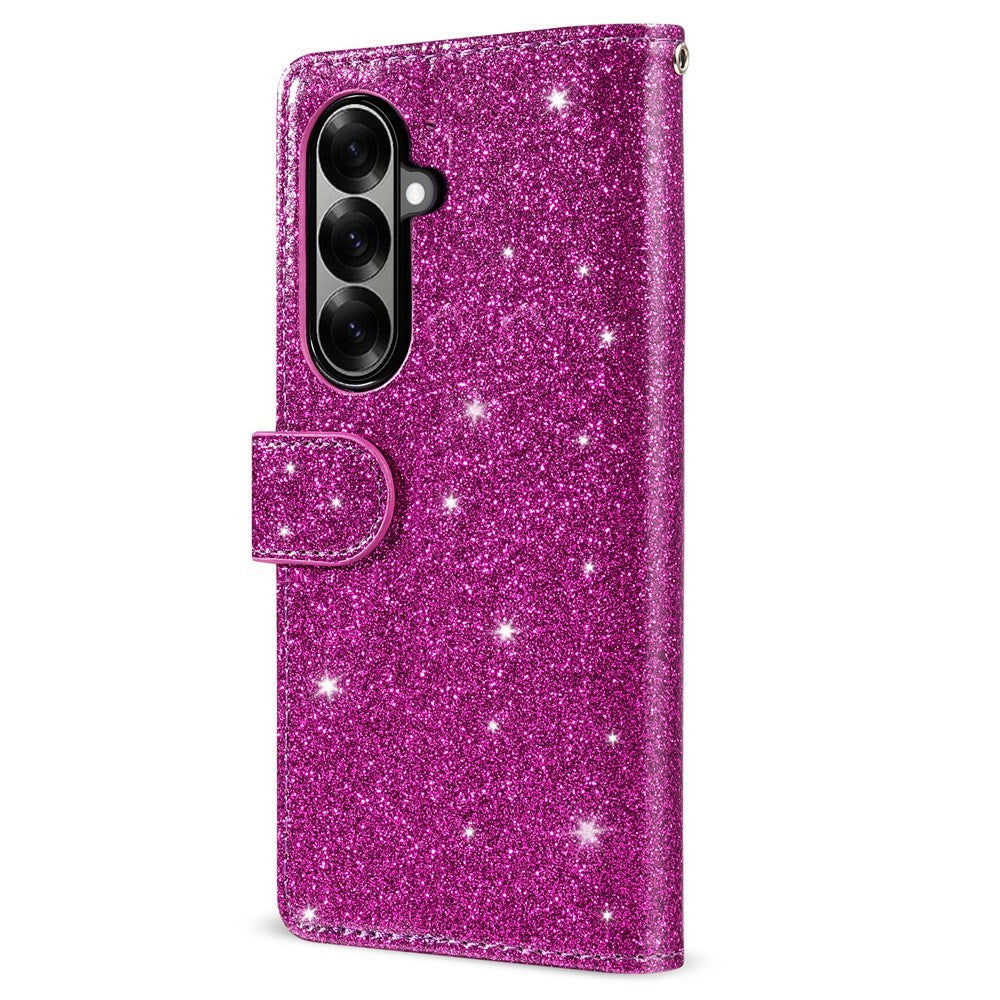 EIDERWOOD Samsung Galaxy Z Fold7 Glitter Flip Deksel m. Lommebok & Stropp - Lilla