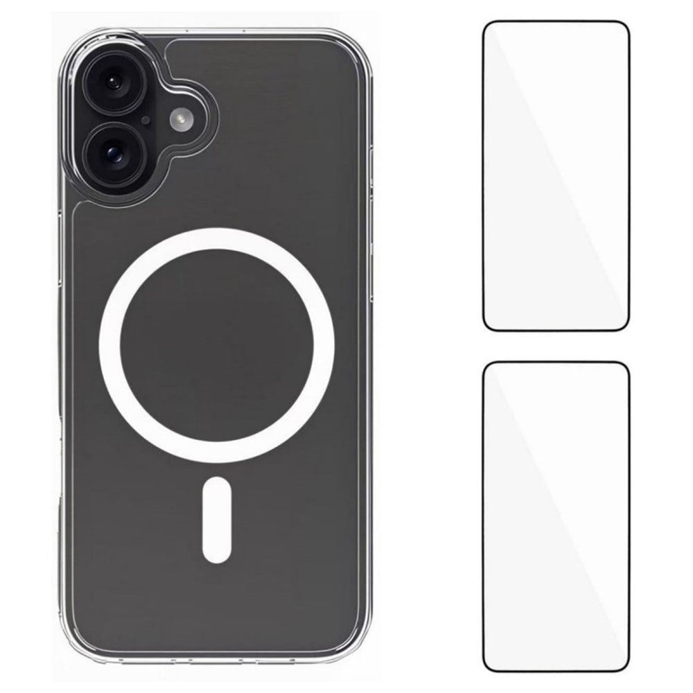 iPhone 17 Hybrid Deksel inkl. 2 x Skjermbeskyttere - MagSafe Kompatibel - Gjennomsiktig / Hvit