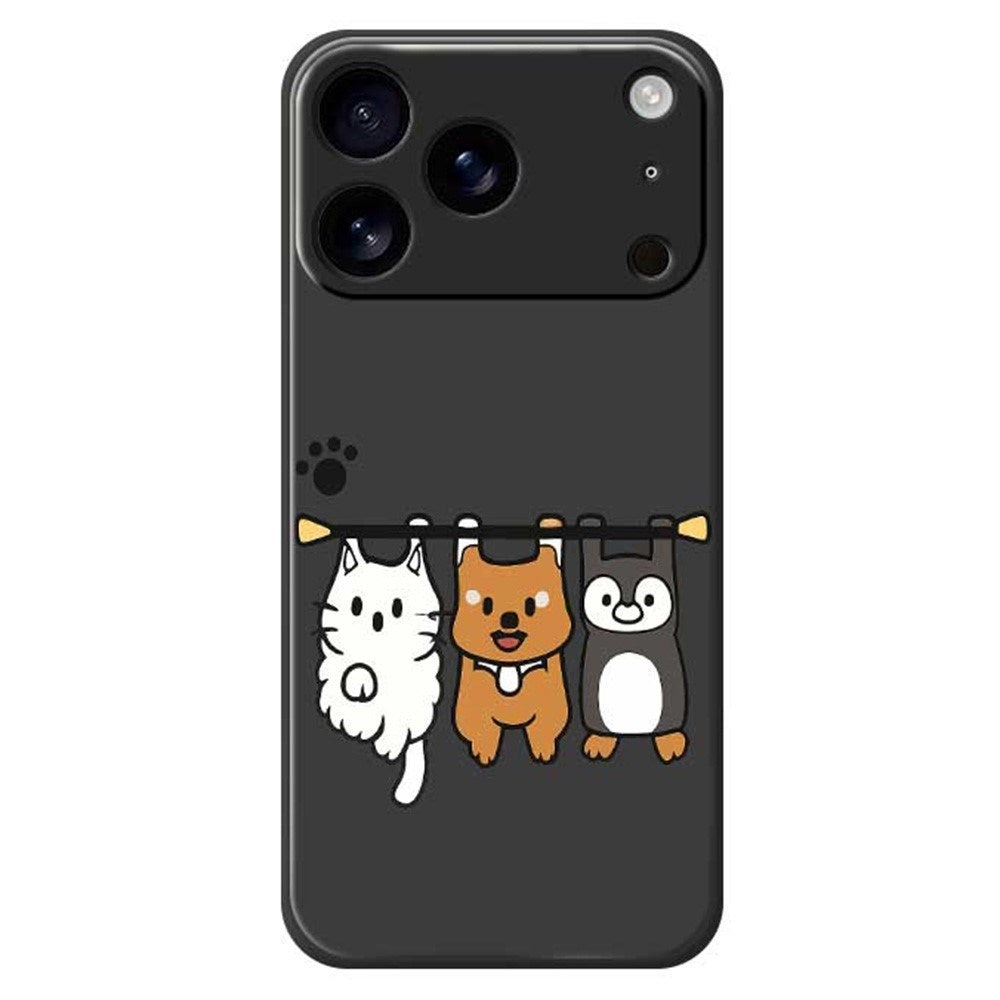 iPhone 17 Pro Fleksibelt Plast Deksel m. Dyremotiv - Svart