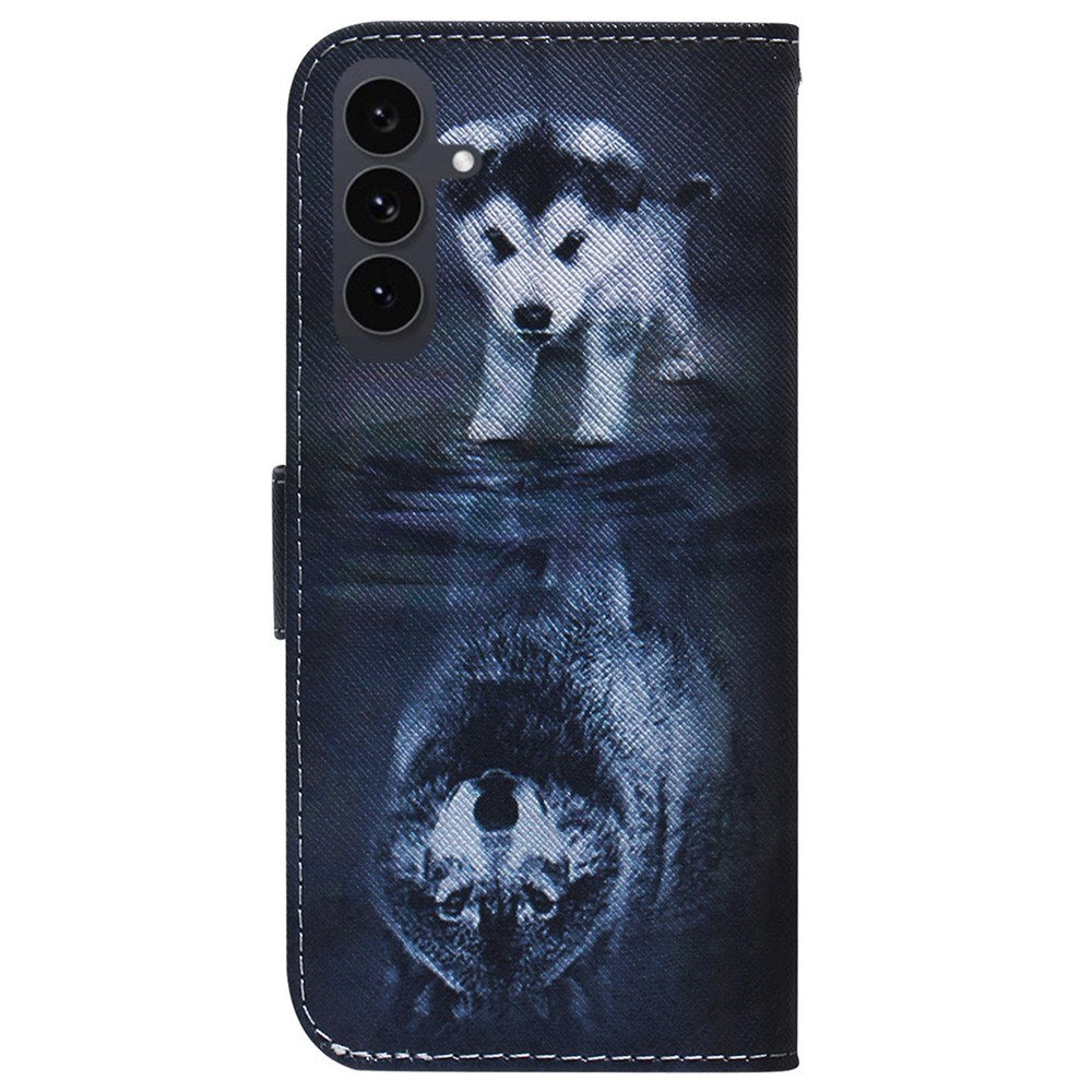 EIDERWOOD Samsung Galaxy S25 FE Kunstskinn Flip Deksel m. Motiv - Hund / Ulv