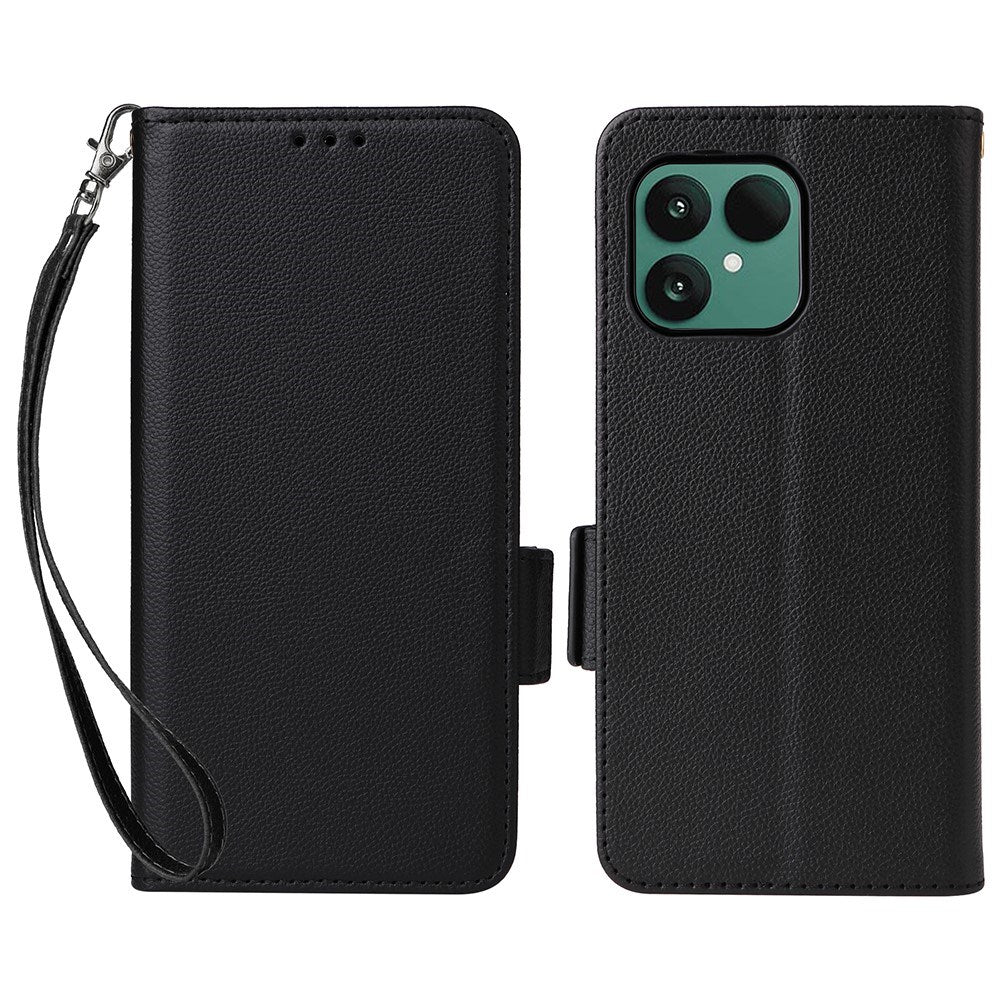 Fairphone (Gen. 6+ / Gen. 6) EIDERWOOD Kunstskinn Flip Deksel m. Stropp - Svart