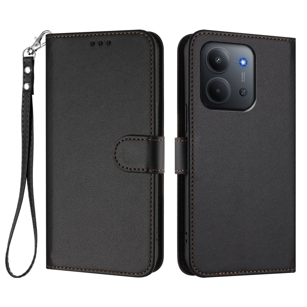 Xiaomi Redmi 15C (5G) / (4G) EIDERWOOD Flipdeksel med Kortholder & Stativfunksjon - Svart