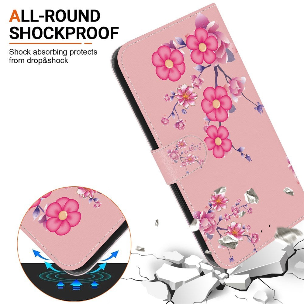 EIDERWOOD OnePlus Nord 5 Kunstskinn Flip Deksel med Kortholder & Stropp – Rosa Blomster