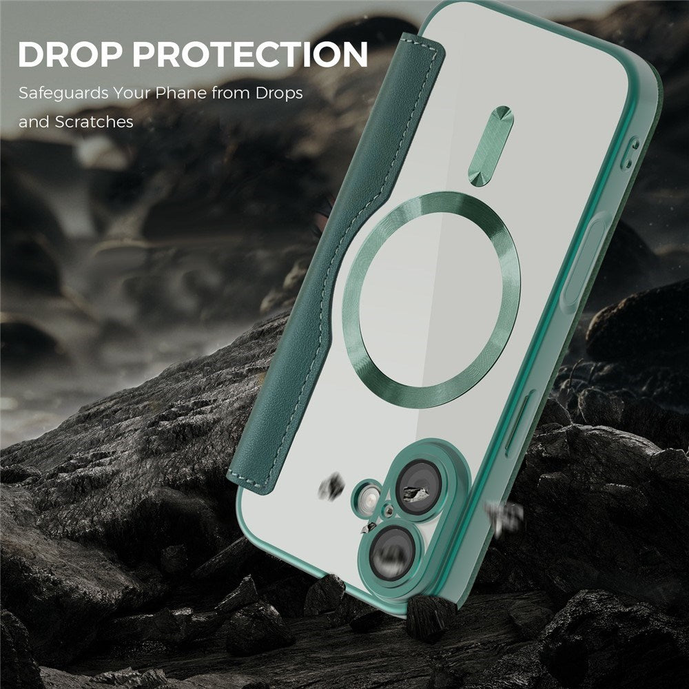 EIDERWOOD iPhone 17 Flipp Deksel med Gjennomsiktig Bakside – MagSafe Kompatibel – Grønn