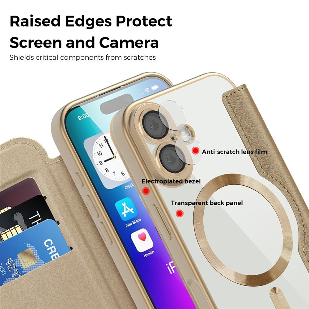 EIDERWOOD iPhone 17 Flipp Deksel med Gjennomsiktig Bakside – MagSafe Kompatibel – Gull