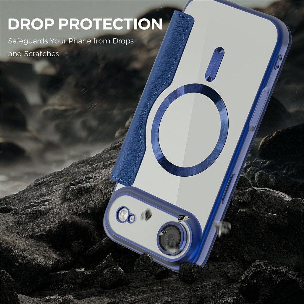 EIDERWOOD iPhone Air Flipp Deksel med Gjennomsiktig Bakside – MagSafe Kompatibel – Mørk Blå