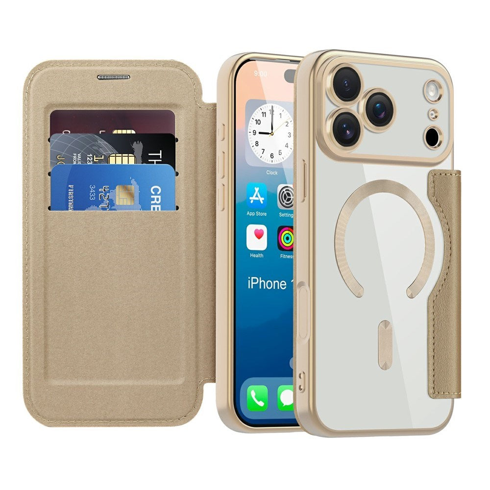 EIDERWOOD iPhone 17 Pro Max Flipp Deksel med Gjennomsiktig Bakside – MagSafe Kompatibel – Gull