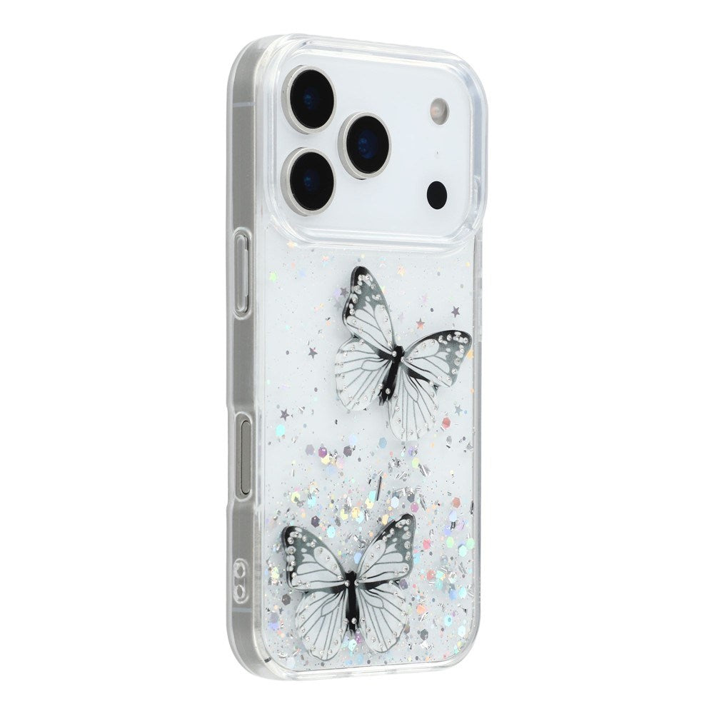 EIDERWOOD iPhone 17 Pro Max Fleksibelt Plast Deksel med Sommerfugler - Gjennomsiktig