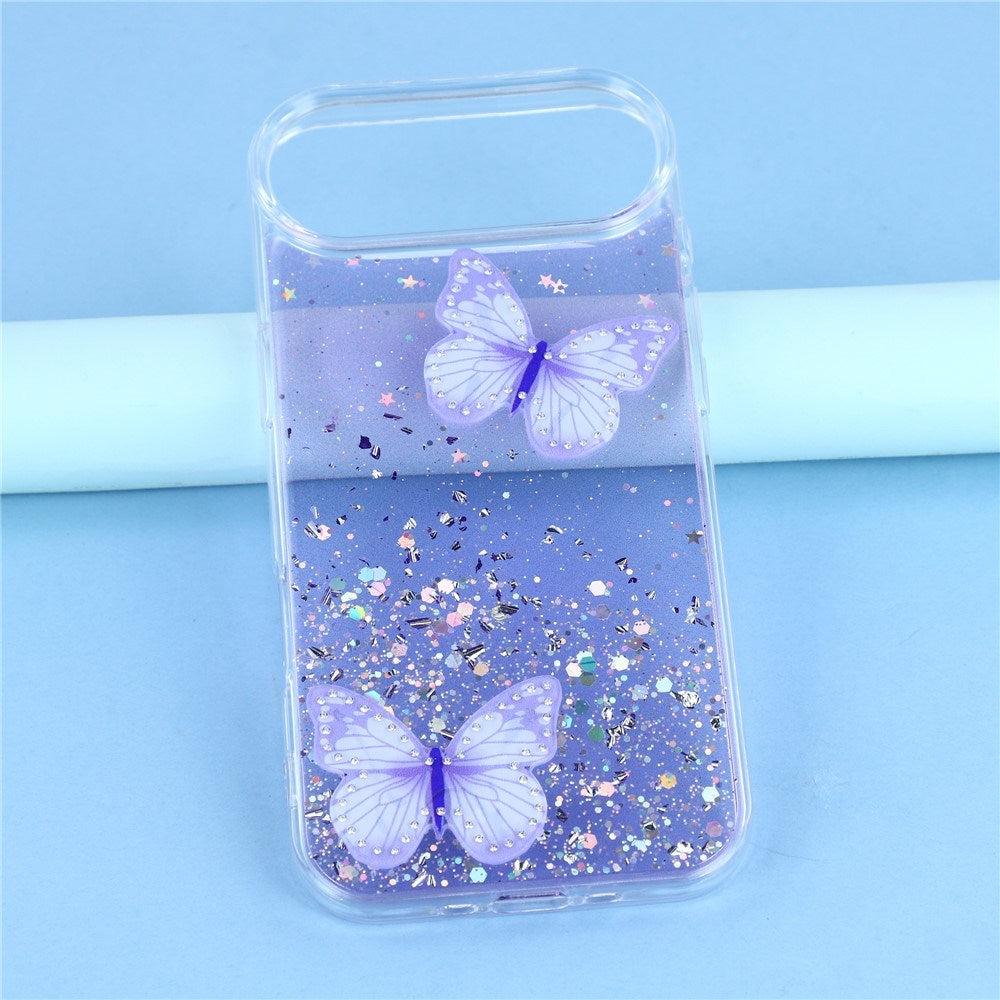 EIDERWOOD iPhone Air Fleksibelt Plast Deksel med Sommerfugler - Gjennomsiktig / Lilla