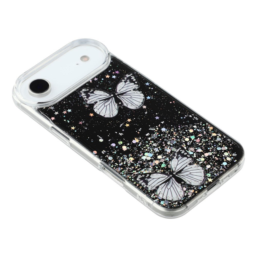 EIDERWOOD iPhone Air Fleksibelt Plast Deksel med Sommerfugler - Gjennomsiktig / Svart