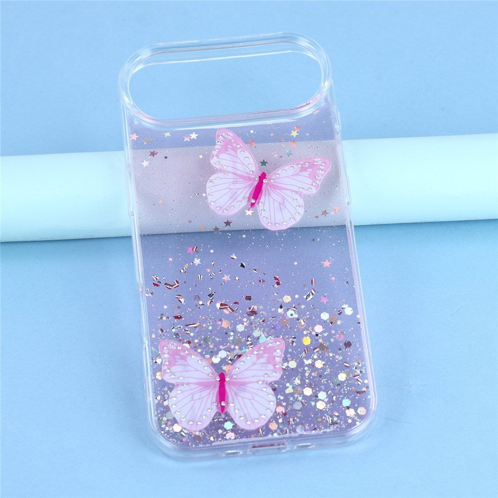 EIDERWOOD iPhone Air Fleksibelt Plast Deksel med Sommerfugler - Gjennomsiktig / Rosa