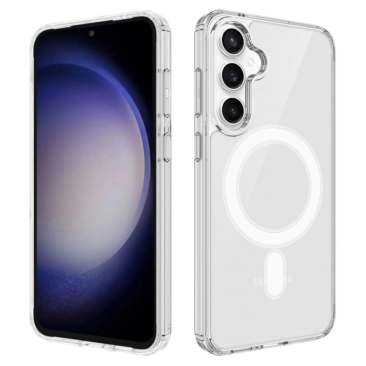 EIDERWOOD Samsung Galaxy S25 FE Hybrid Plast Deksel - MagSafe Kompatibel - Gjennomsiktig / Hvit