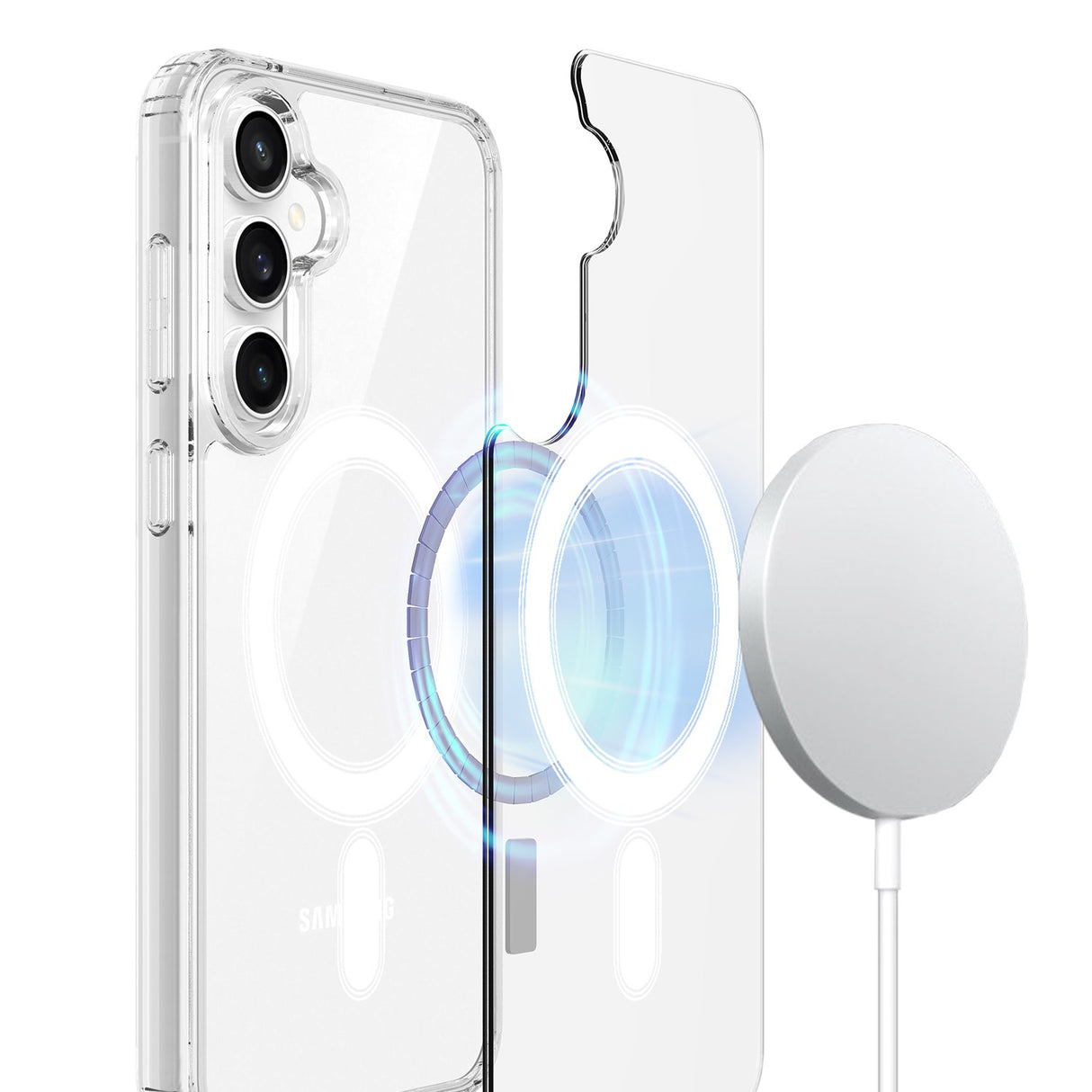 EIDERWOOD Samsung Galaxy S25 FE Hybrid Plast Deksel - MagSafe Kompatibel - Gjennomsiktig / Hvit