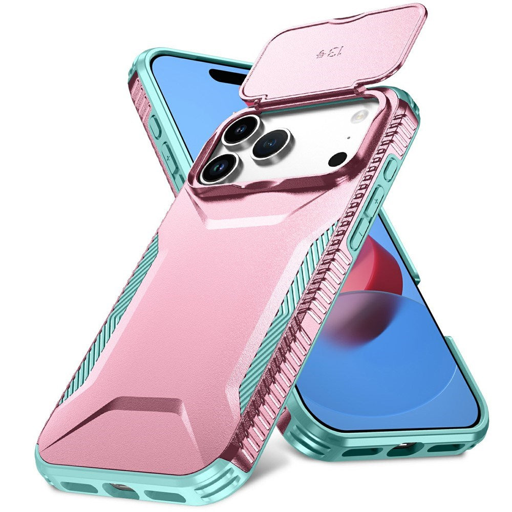 iPhone 18 Pro Max / 17 Pro Max EIDERWOOD Hybrid Plast Deksel m. Cam Slider - Rosa / Turkis