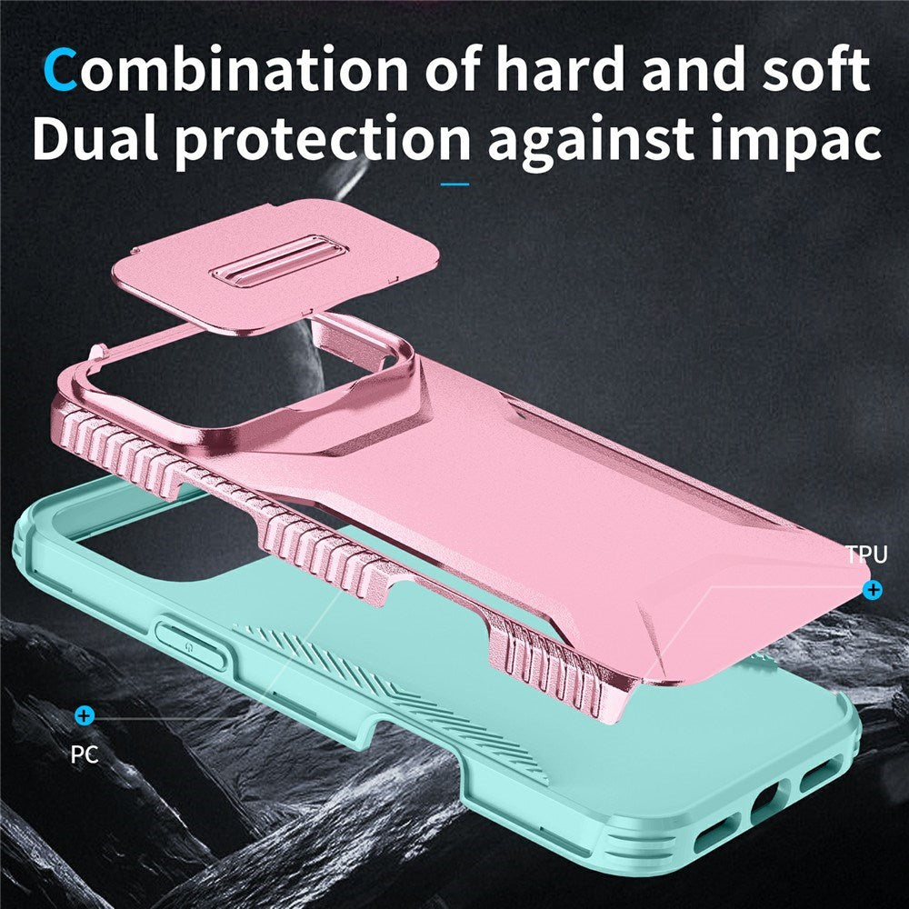 iPhone 18 Pro Max / 17 Pro Max EIDERWOOD Hybrid Plast Deksel m. Cam Slider - Rosa / Turkis