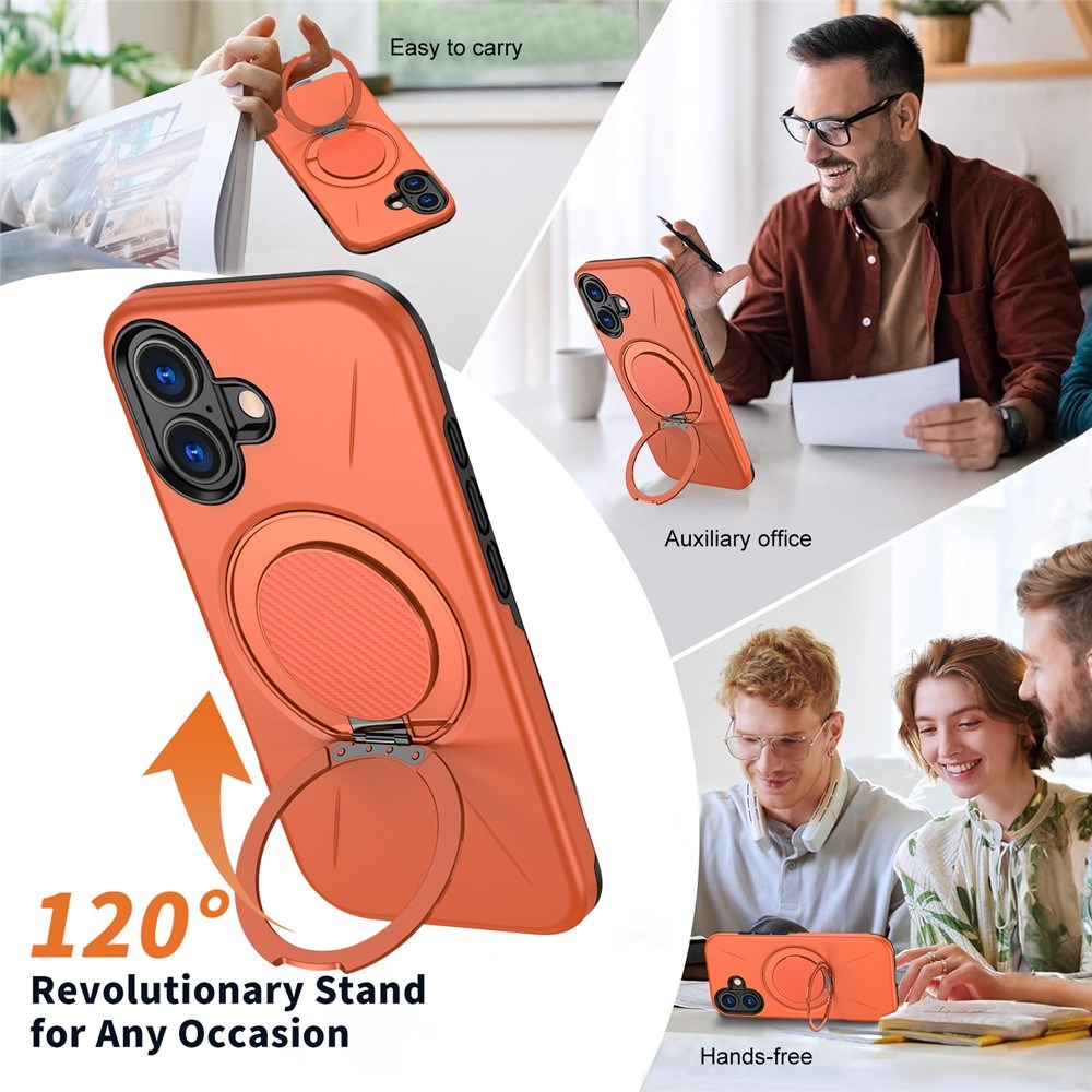 EIDERWOOD iPhone 17 Deksel med Roterende Kickstand – MagSafe Kompatibel – Oransje