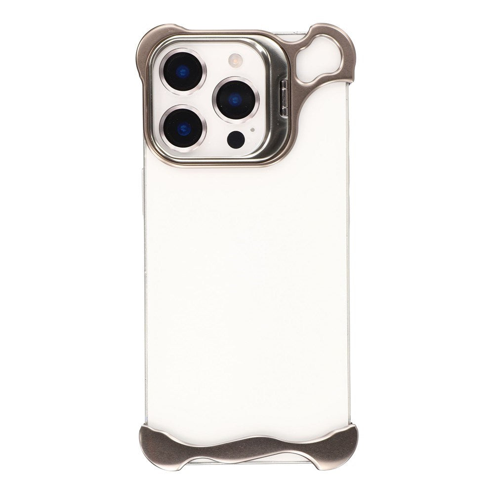 iPhone 16 Pro Todelt Metall Bumper Deksel m. Støttefunksjon & Linsebeskytter - Titanium