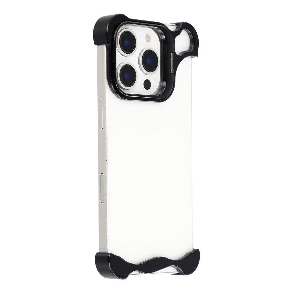iPhone 16 Pro Todelt Metall Bumper Deksel m. Støttefunksjon & Linsebeskytter - Svart