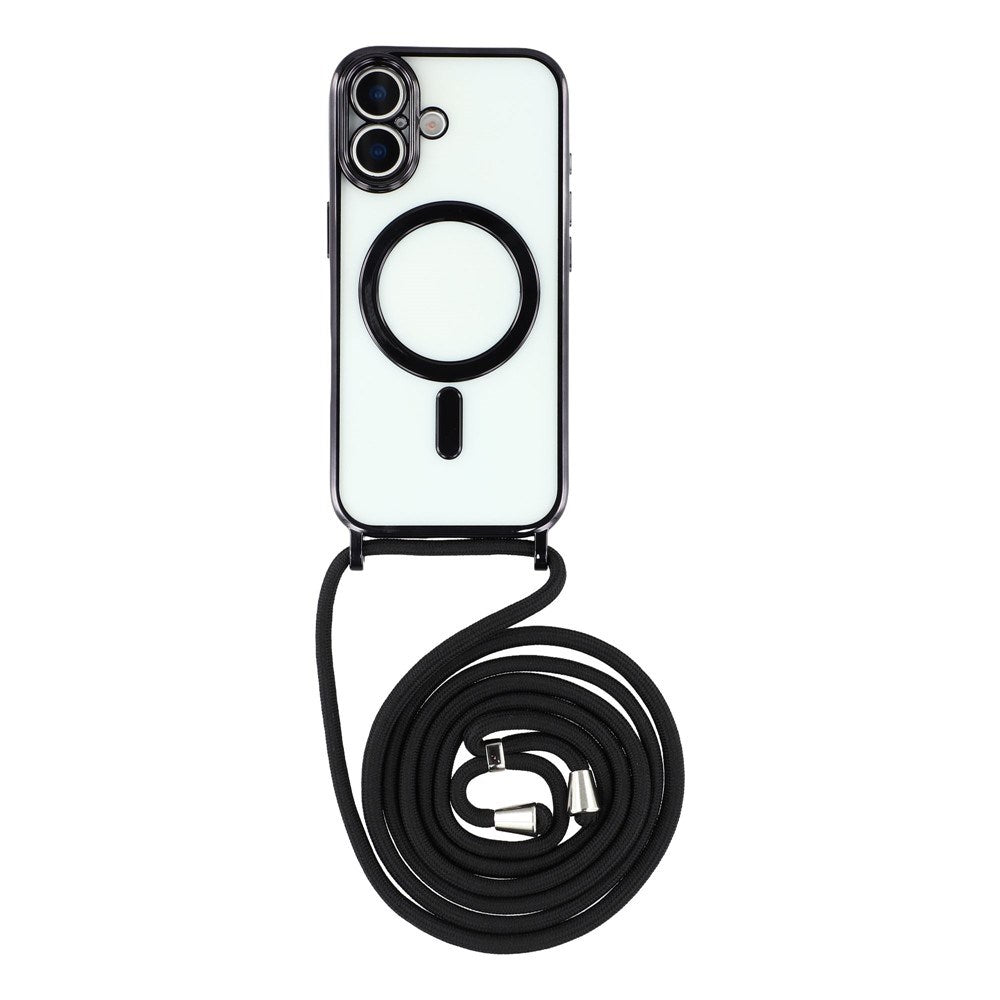 EIDERWOOD iPhone 17 Fleksibelt Plast Deksel med Justerbar Stropp - MagSafe Kompatibel - Gjennomsiktig / Svart