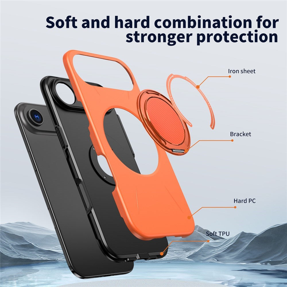 EIDERWOOD iPhone Air Deksel med Roterende Kickstand – MagSafe Kompatibel – Oransje