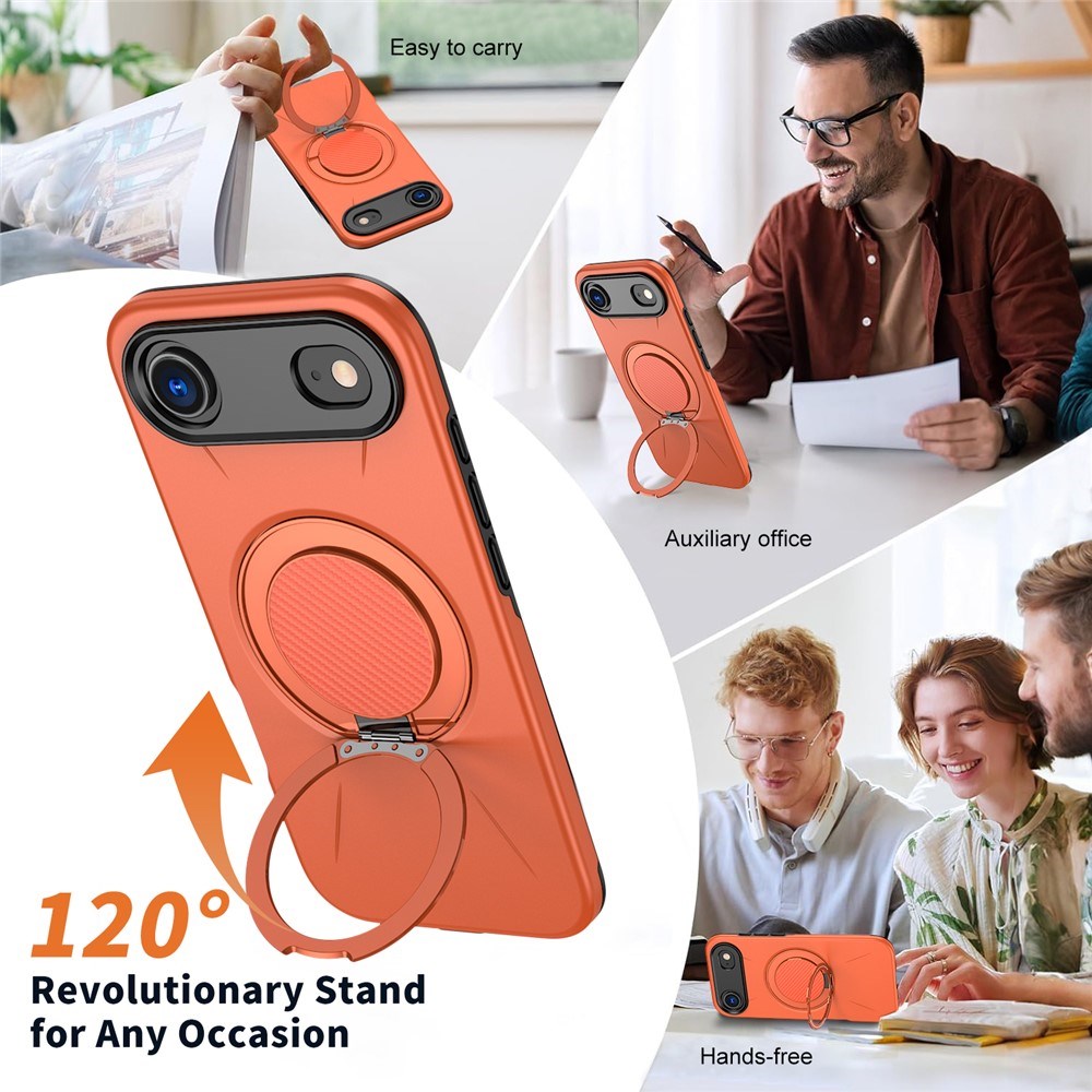 EIDERWOOD iPhone Air Deksel med Roterende Kickstand – MagSafe Kompatibel – Oransje