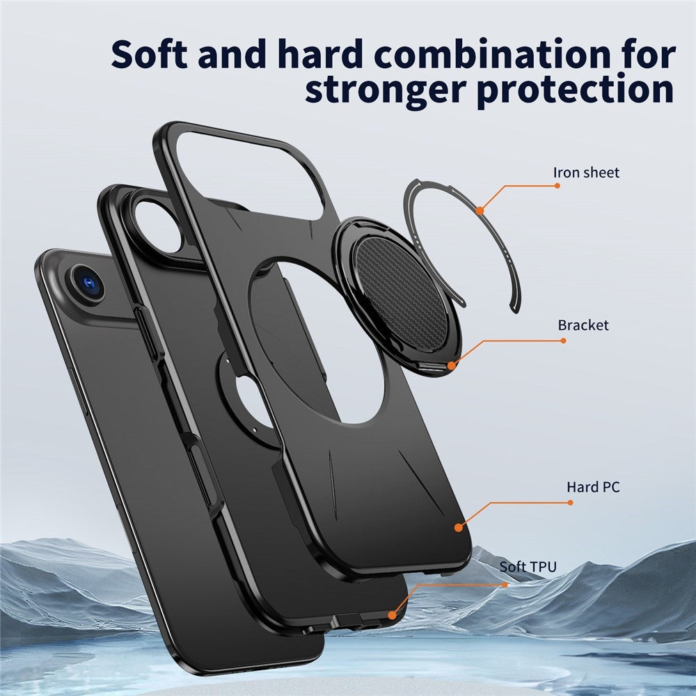 EIDERWOOD iPhone Air Deksel med Roterende Kickstand – MagSafe Kompatibel – Svart