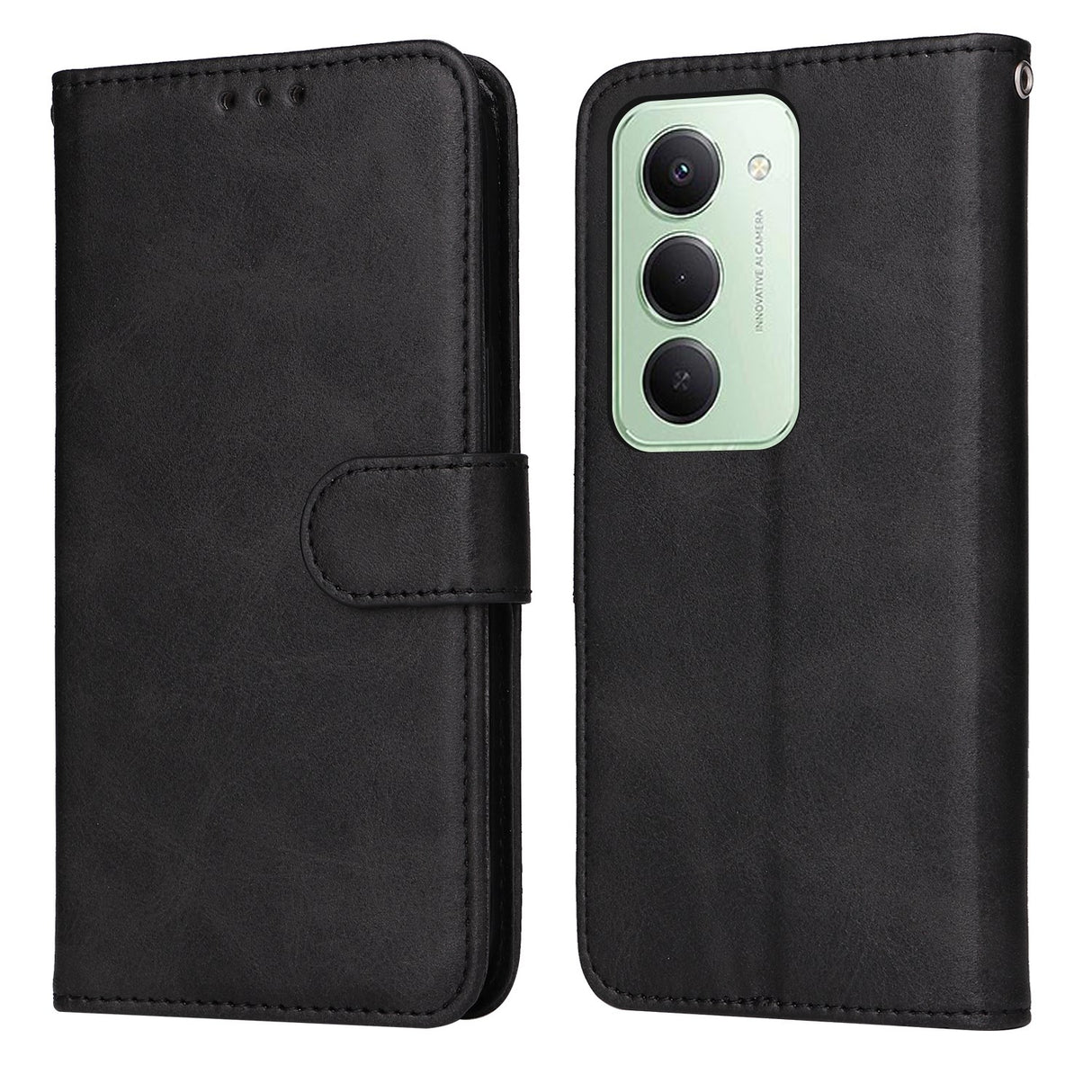 Xiaomi Redmi 15 (4G) EIDERWOOD Kunstskinn Flip Deksel med Kortholder & Stropp - Svart