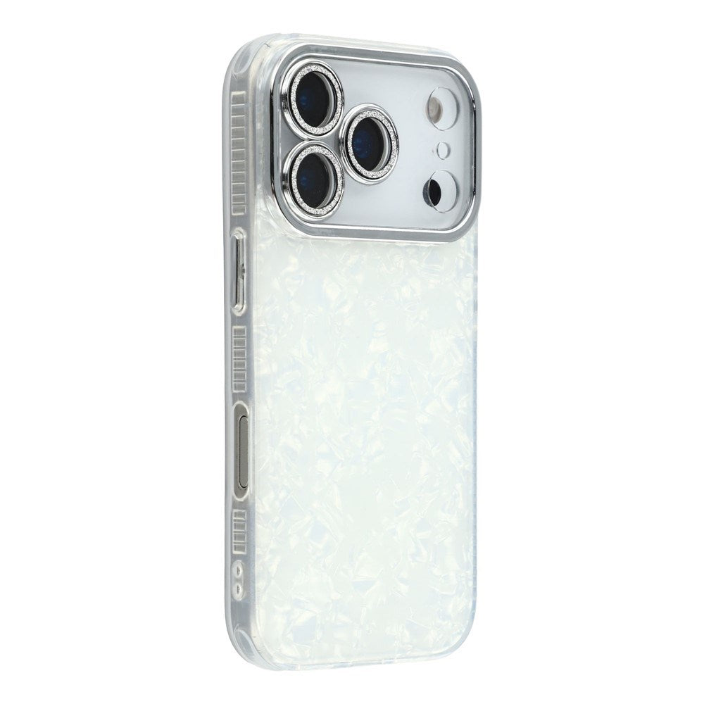 EIDERWOOD iPhone 17 Pro Max Hybrid Plast Deksel m. Innebygd Kameralinsebeskyttelse - Perlemorsmønster / Hvit