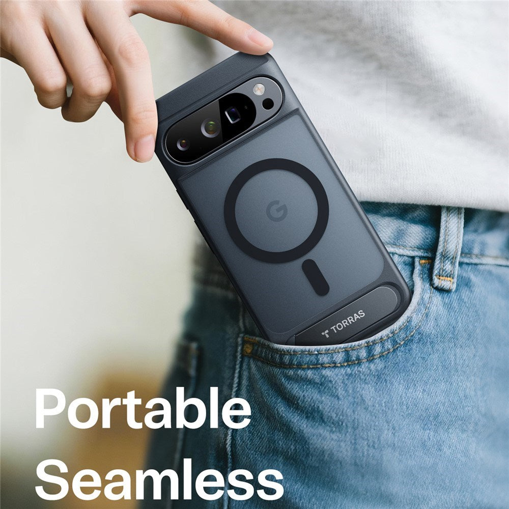 Google Pixel 10 Pro XL TORRAS Ostand L1 Hybrid Deksel m. Kickstand – MagSafe Kompatibel – Svart