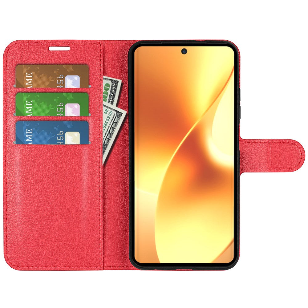 Realme 15 EIDERWOOD Kunstskinn Flip Deksel med Kortholder & Ståfunksjon - Rød