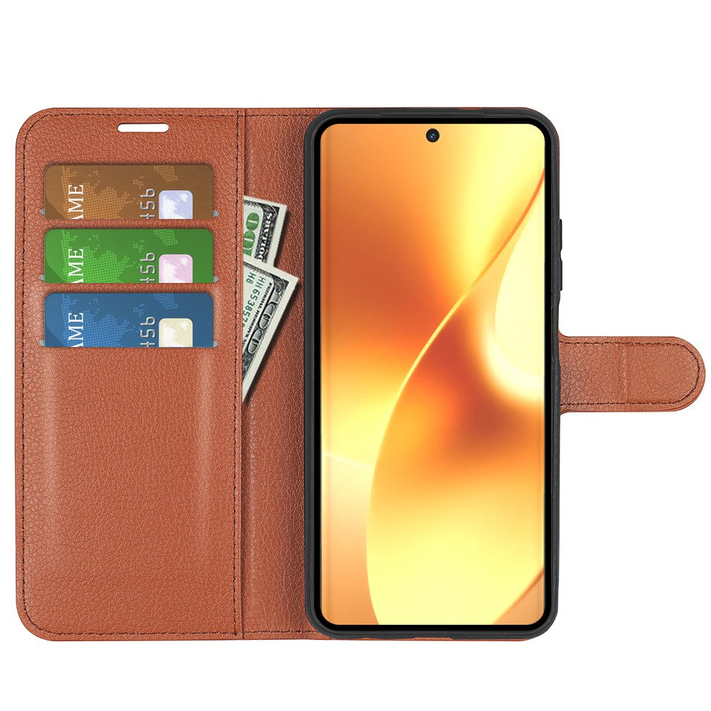 Realme 15 EIDERWOOD Kunstskinn Flip Deksel med Kortholder & Ståfunksjon - Brun