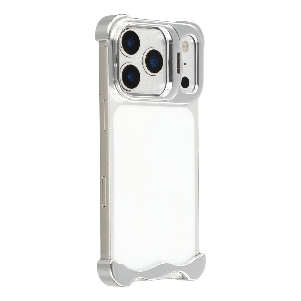 iPhone 17 Pro Todelt Metall Bumper Deksel m. Støttefunksjon & Linsebeskytter - Sølv